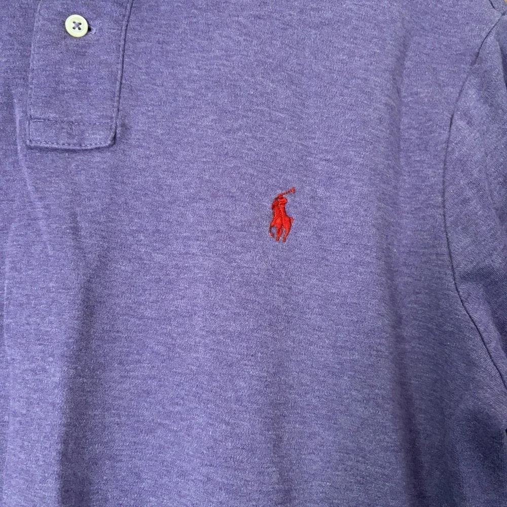 Polo Ralph Lauren Large Men's Purple Short Sleeve Shirt Red Pony Cotton Preppy